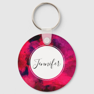 Dark Red and Purple Bold & Modern Abstract Keychain