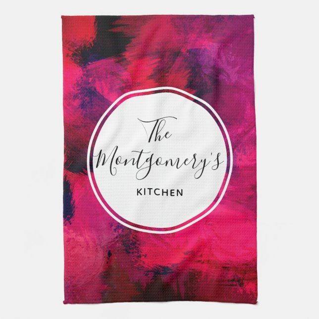 Dark Red and Purple Bold & Modern Abstract Kitchen Towel (Vertical)