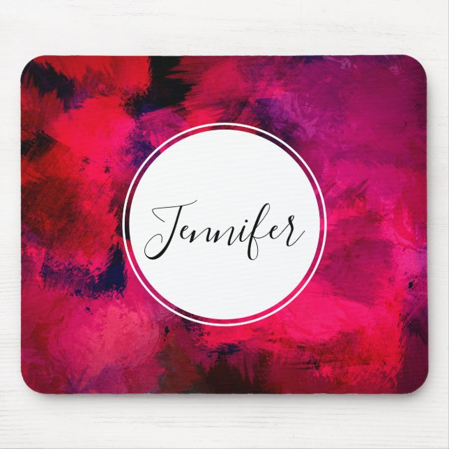 Dark Red and Purple Bold & Modern Abstract Mouse Pad (Front)