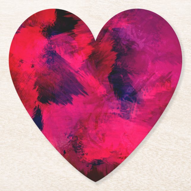 Dark Red and Purple Bold & Modern Abstract Paper Coaster (Front)