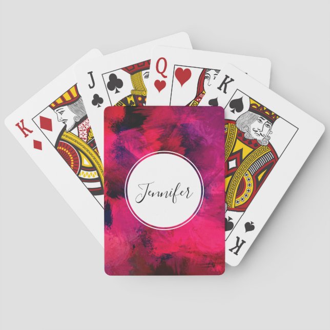 Dark Red and Purple Bold & Modern Abstract Playing Cards (Back)