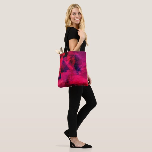 Dark Red and Purple Bold & Modern Abstract Tote Bag (On Model)