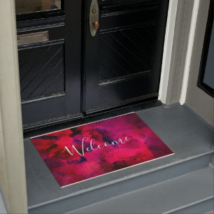 Dark Red and Purple Bold & Modern Abstract Welcome Doormat