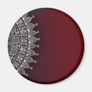 Dark red and silver design magnet