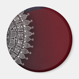 Dark red and silver design magnet