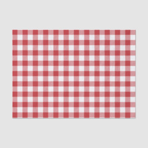 Dark Red and White Check Plaid Tissue Paper