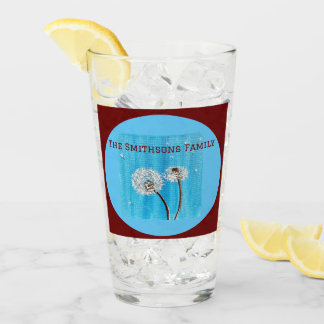 Dark Red and white Daisy Flower Personalized Glass