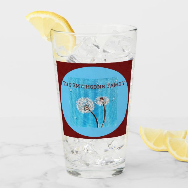 Dark Red and white Daisy Flower Personalized Glass (Front Ice)