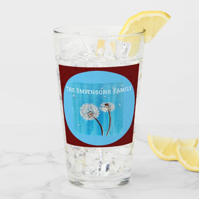 Dark Red and white Daisy Flower Personalized Glass (Back Ice)