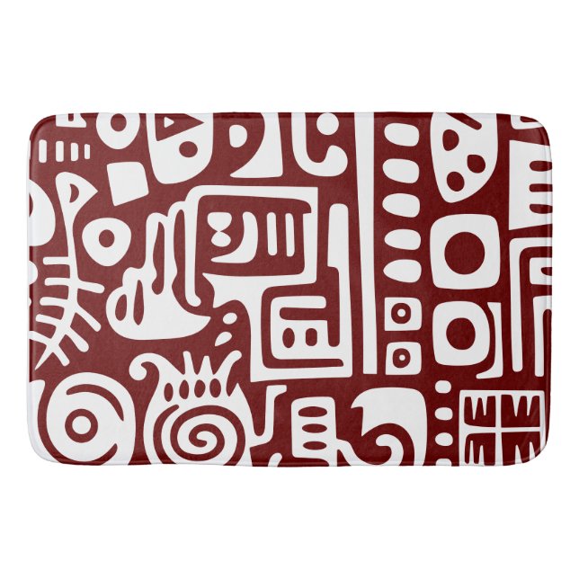 Dark red and white doodles 4 of 4 bath mat (Front)