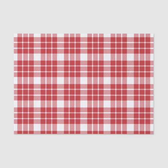 Dark Red and White Plaid Tissue Paper (Front)