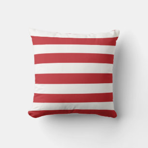 Dark Red and White Stripes Throw Pillow