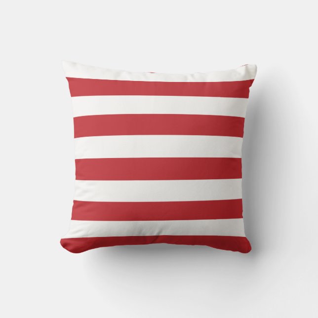 Dark Red and White Stripes Throw Pillow (Front)