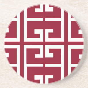 Dark Red and White Tile Coaster