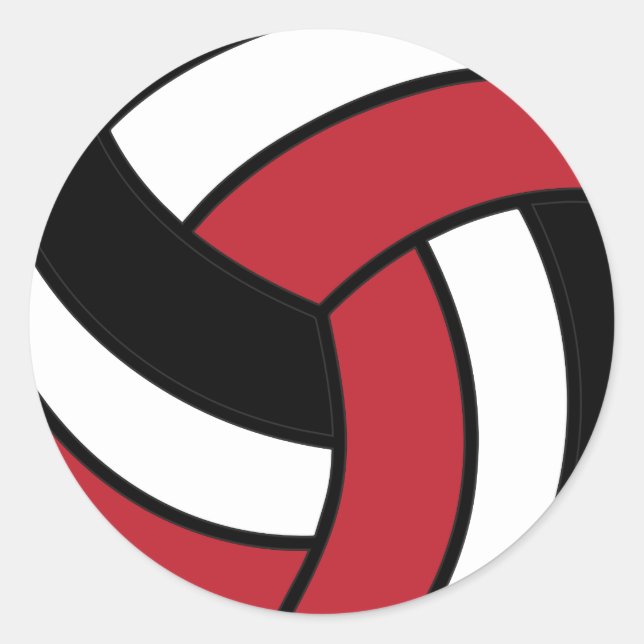 Dark Red and White Volleyball Classic Round Sticker (Front)