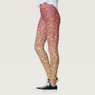 Dark Red And Yellow Glitter Leggings