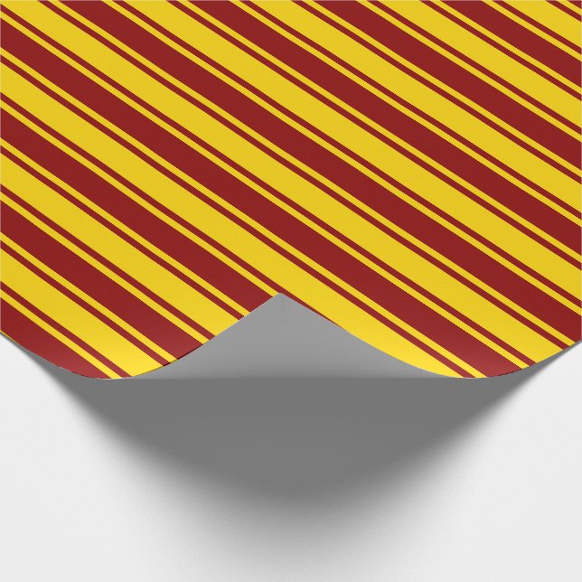 Dark Red and Yellow Stripes/Lines Pattern Wrapping Paper (Corner)