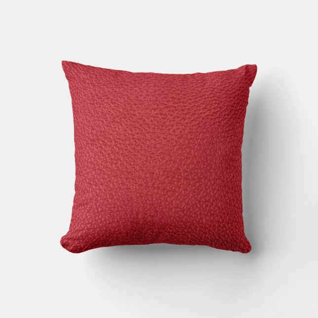 Dark red artificial leatherette closeup. throw pillow (Front)