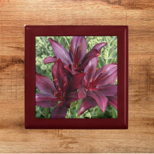 Dark Red Asiatic Lilies Floral Gift Box