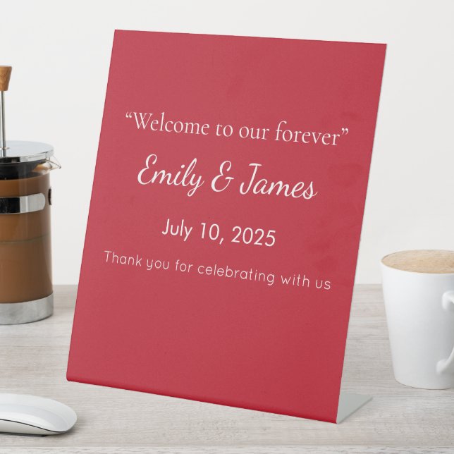 Dark Red Background  Pedestal Sign (In SItu)