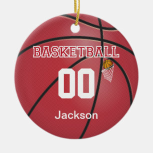 Dark Red Basketball   DIY Name & Number Ceramic Ornament