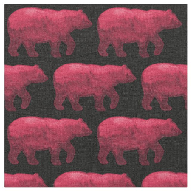 Dark Red Bear on Black Fabric H (Close Up)