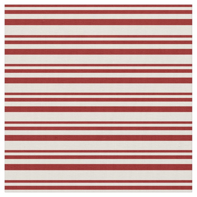 Dark Red & Beige Coloured Pattern of Stripes Fabric (Close Up)