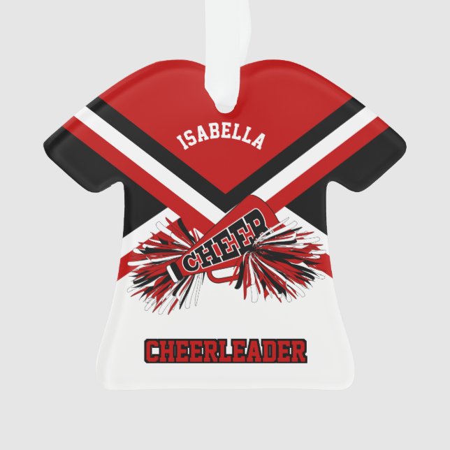 Dark Red, Black and White Cheerleader Ornament (Front)