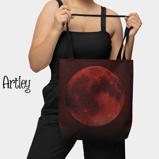 Dark Red Blood Moon Gothic Witchy Tote Bag (Creator Uploaded)