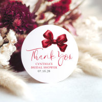 Dark Red Bow Favours Bridal Shower Thank You