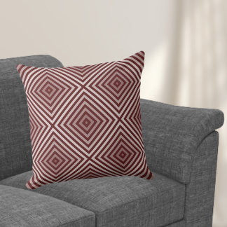 Dark Red Boxed Repeat Pattern - Throw Pillow