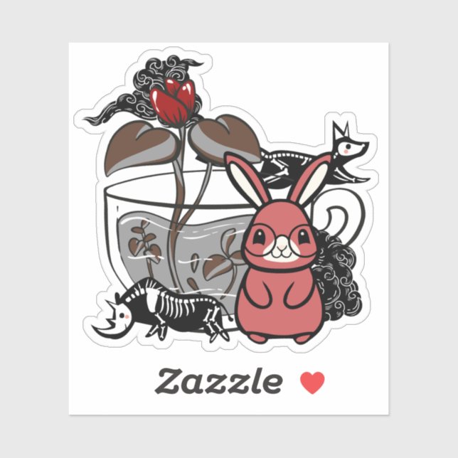 Dark Red Bunny and Mystical Tea Cup (Sheet)