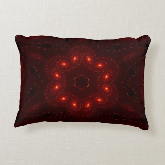 Dark Red Burgandy Gothic Lace Snowflake Accent Pillow (Back)
