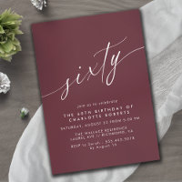 Dark Red Burgundy | Formal Maroon 60th Birthday