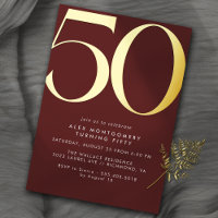 Dark Red Burgundy + Gold | Elegant 50th Birthday