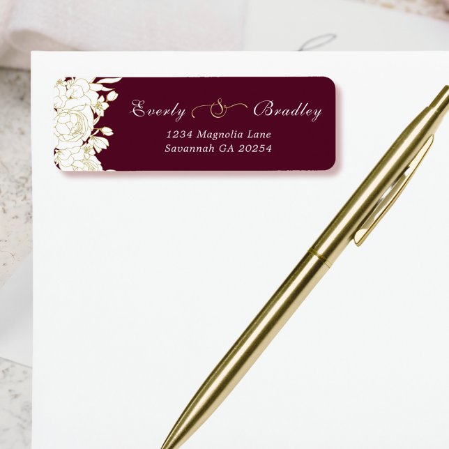 Dark Red Burgundy Gold White Floral Bold Elegant  (Creator Uploaded)