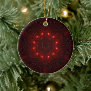 Dark Red Burgundy Gothic Lace Snowflake Ceramic Ornament
