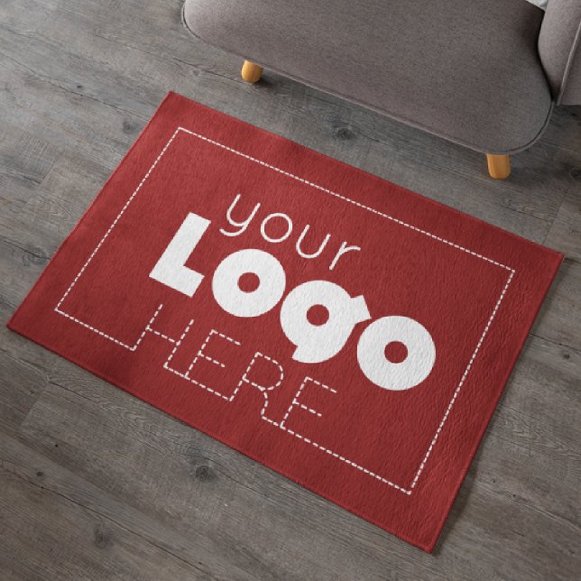 Dark Red Business Welcome Mat Company Logo Doormat (Creator Uploaded)