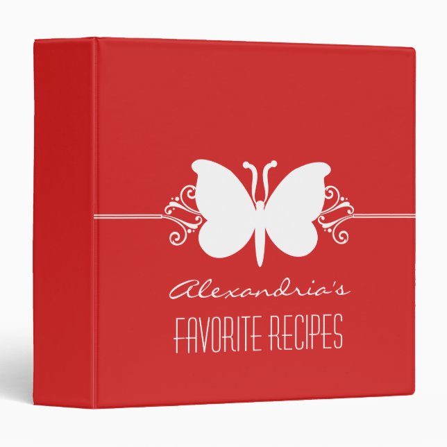 Dark Red Butterfly Swirls Binder (1.5 inch) (Front/Spine)