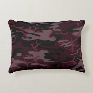 Dark Red Camo Accent Pillow