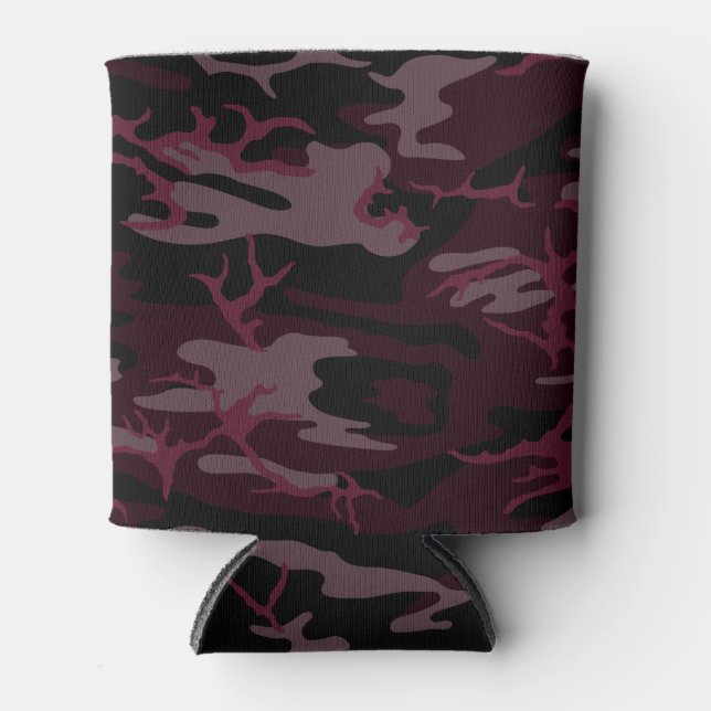 Dark Red Camo Can Cooler (Front)