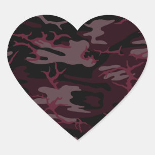Dark Red Camo Heart Sticker