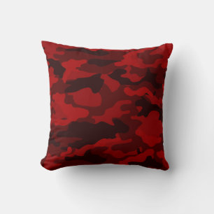 Dark Red Camouflage Throw Pillow