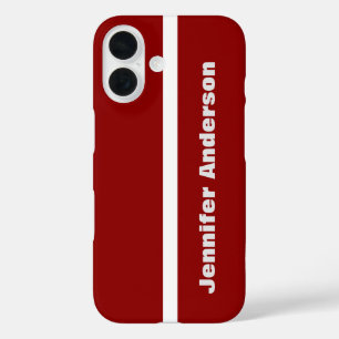 Dark Red Colour Personalized Name iPhone 16 Case