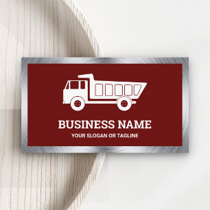 Dark Red Construction Hauling Dump Truck Business Card