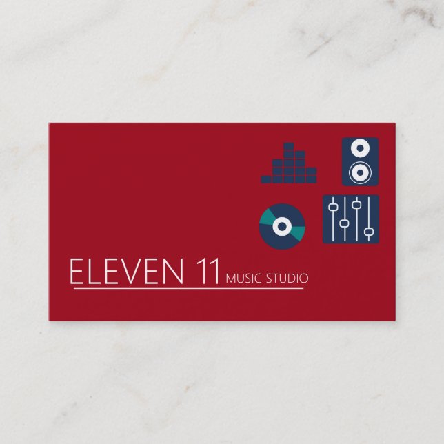 Dark Red Cool Music Studio Business Card (Front)