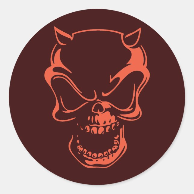 Dark Red Demon Skull Classic Round Sticker (Front)