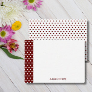 Dark Red Dots Personalized Note Cards