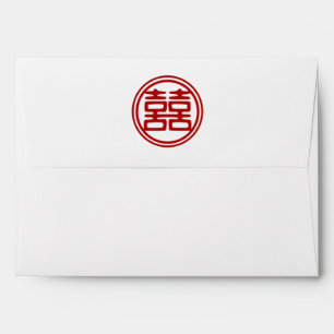 Dark Red Double Happiness - Round Envelopes