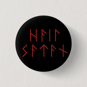Dark Red Elder Futhark Hail Satan  1 Inch Round Button